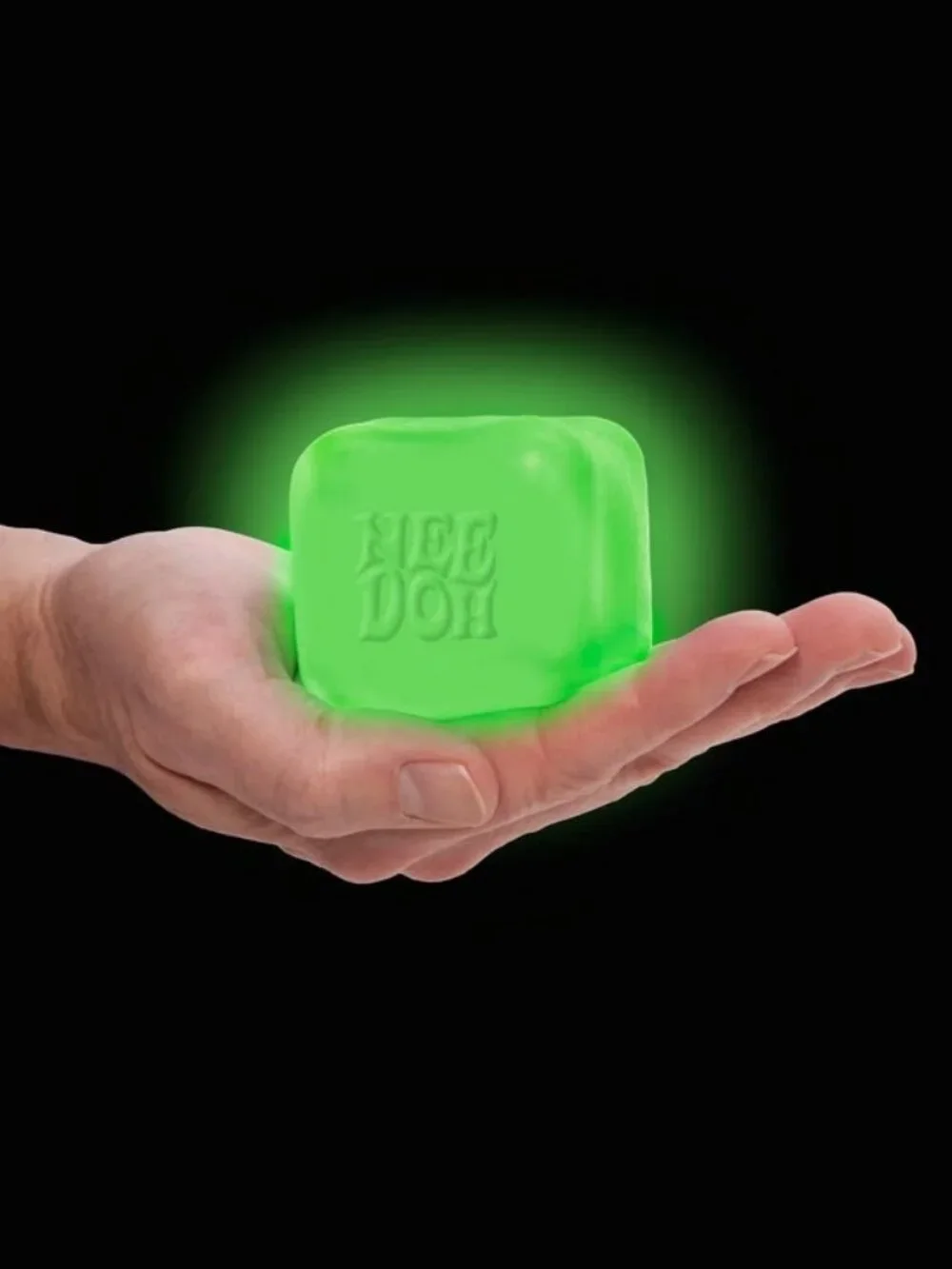 NeeDoh Nice Cube Glow - GREEN, 1 pc-Super Solid Squish Fidget Sensory Toy - NIB